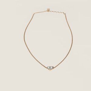 Miu Miu Heart Shaped Metal Necklace White/Gold